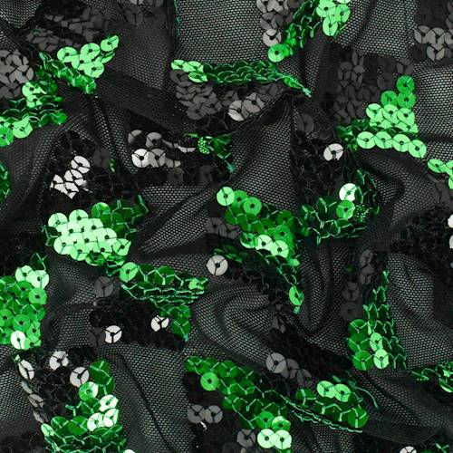 Black/Green Checkered Sequin Mesh 77726