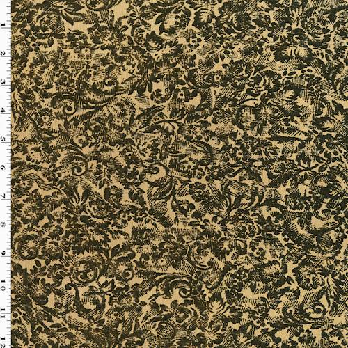 Black/Brown/Beige Floral Leaf Print Slinky Knit 77704