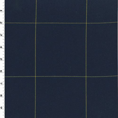 Deep Navy/Tan Beige Grid Doubleweave Stretch Suiting 77475