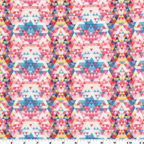 Turquoise/Pink/Multi Triangle Mosaic Print Jersey Knit 77980