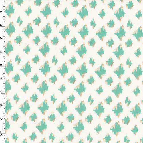 Teal/Golden Beige Abstract Print Jersey Knit 77981