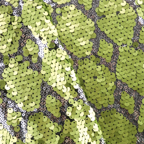 Peridot Green/Silver Diamond Sequin Mesh