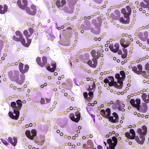 Lilac Purple/Gold Heart Sequin Charmeuse