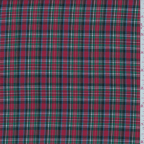 *1 YD PC--Bright Red Multi Plaid Shirting