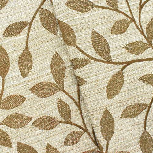 Brown/Beige Leaf Embroidered Texture Home Decorating Fabric DFW55065