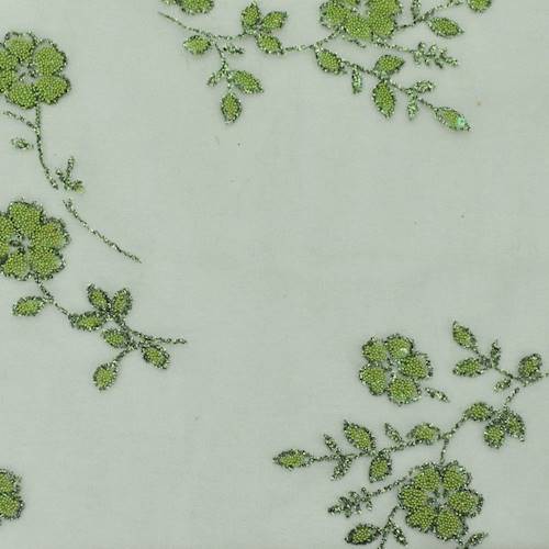 Nature Green Glitter/Bead Flock Mesh 78218