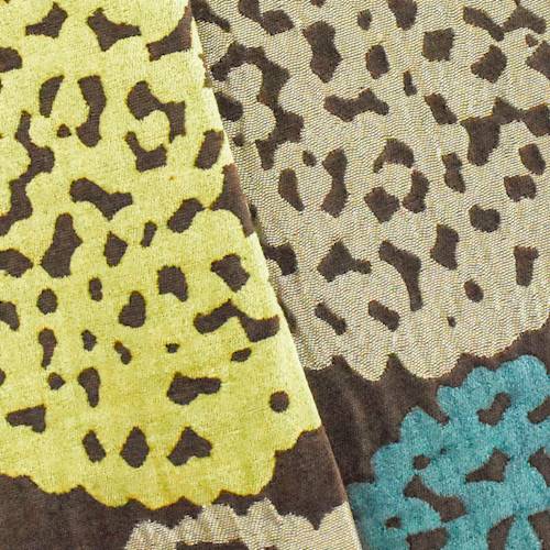 Brown/Teal/Multi Abstract Medallion Chenille Decor Fabric 78093
