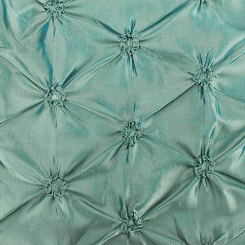 Antique Teal Iridescent Floral Embroidered Ruche Taffeta 78259
