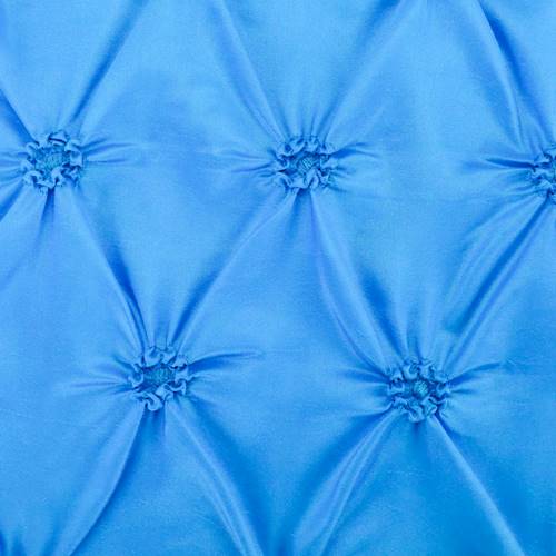 Lagoon Blue Floral Embroidered Ruche Taffeta 78487