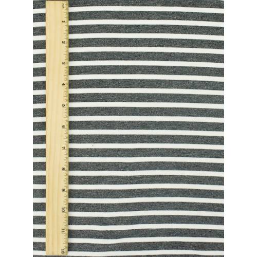 *2 5/8 YD PC--Charcoal Heather Gray/White Stripe Baby French Terry Knit