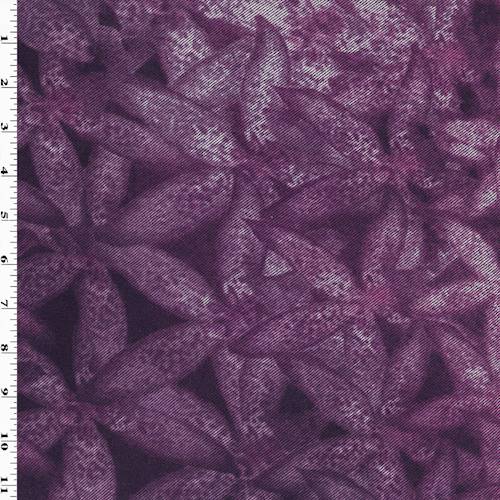 Orchid Purple/Pink Watercolor Floral Print Denim Double Knit 78446