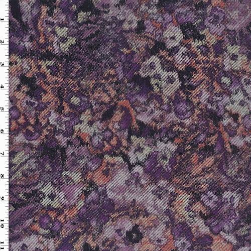 Pink/Purple/Multi Watercolor Floral Print Denim Double Knit 78286