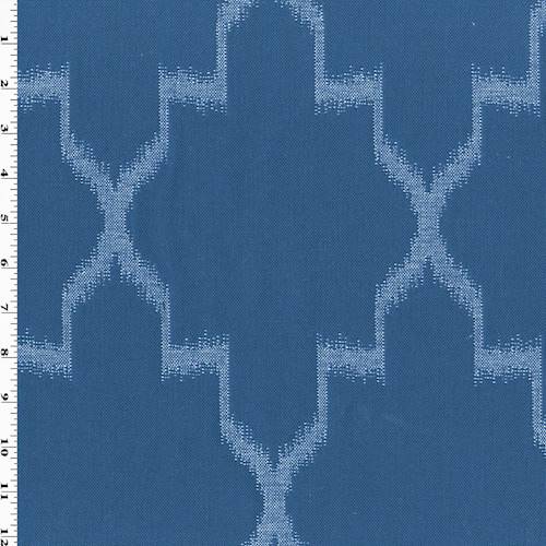 Deep Blue Trellis Ikat Jacquard Home Decorating Fabric DFW55166