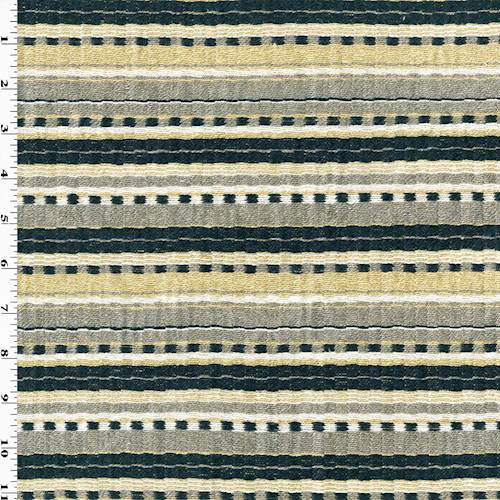 Navy/Beige/Multi Designer Linen Stripe Decorating Fabric DFW55168
