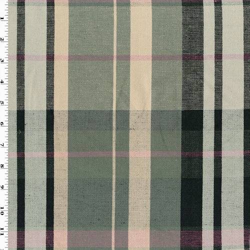Pink/Gray Plaid Cotton/Linen Decorating Fabric DFW55197