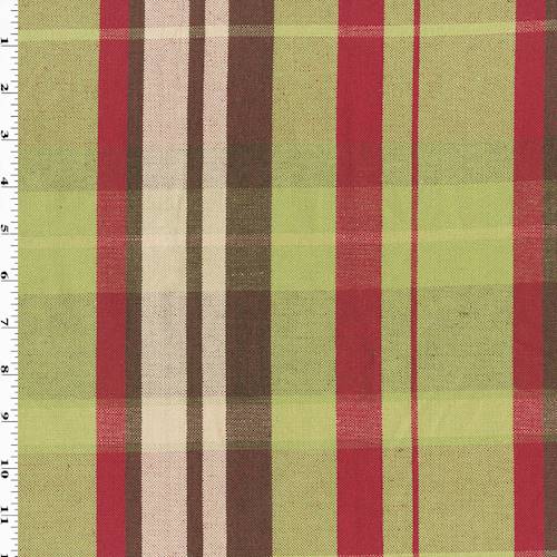 Green/Red/Multi Plaid Cotton/Linen Home Decorating Fabric DFW55200
