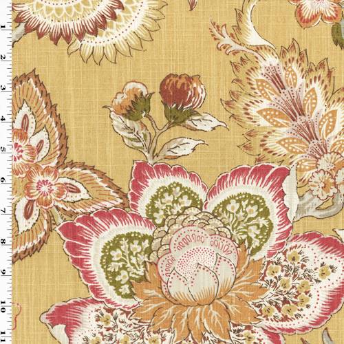 Orange/Multi PKaufmann Cotton/Linen Floral Print Deco Fabric DFW55208