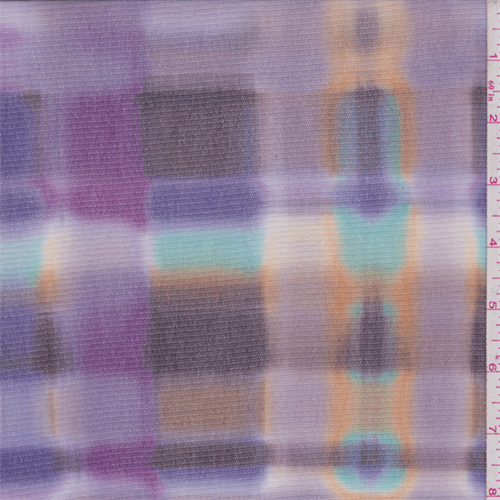 *4 3/8 YD PC--Purple Multi Shadow Plaid Print Mesh Knit