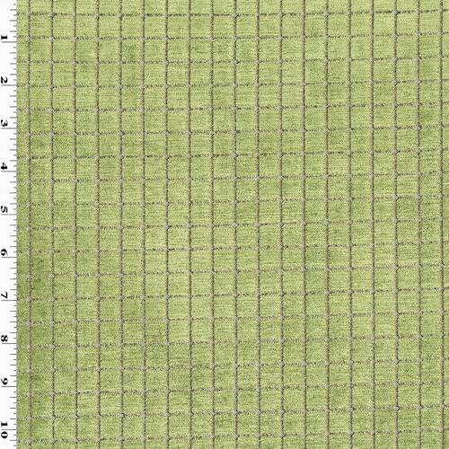 Meadow Green Grid Chenille Doubleweave Decor Fabric DFW55219