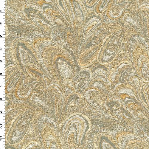 Rust Yellow/Gray/Multi Paisley Marbled Jacquard Decor Fabric DFW55235