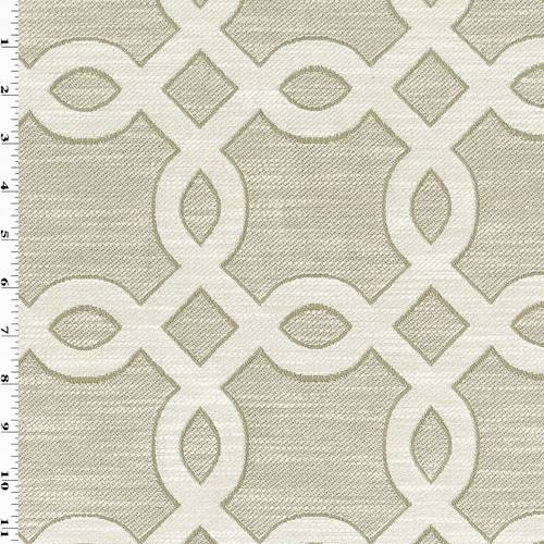 Pearl Ivory/Taupe Lattice Jacquard Home Decorating Fabric DFW55238