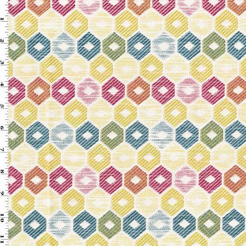Fuchsia/Yellow/Multi Honeycomb Jacquard Decorating Fabric DFW55242