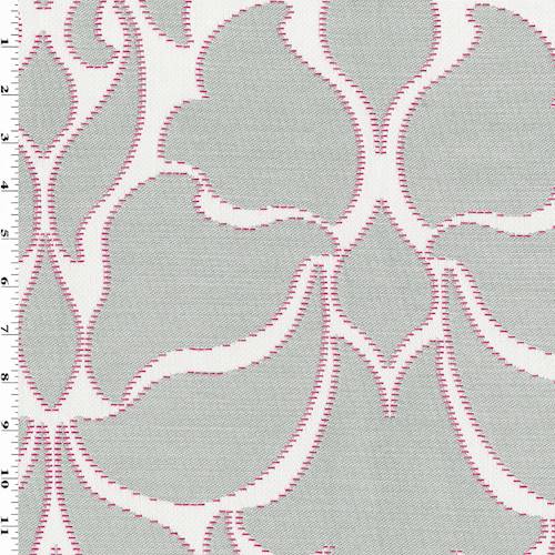 Gray/Fuchsia/White Abstract Acanthus Jacquard Decor Fabric DFW55282