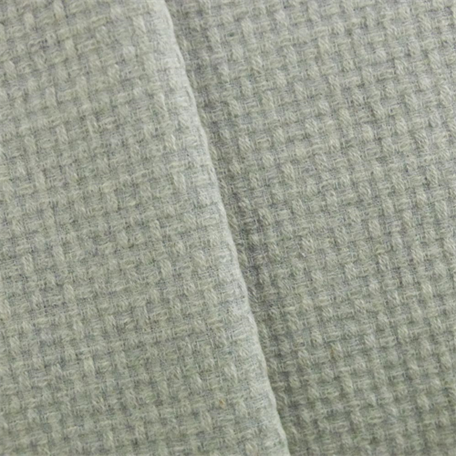 *3/4 YD PC-Grey Wool Blend Basket Woven Coating