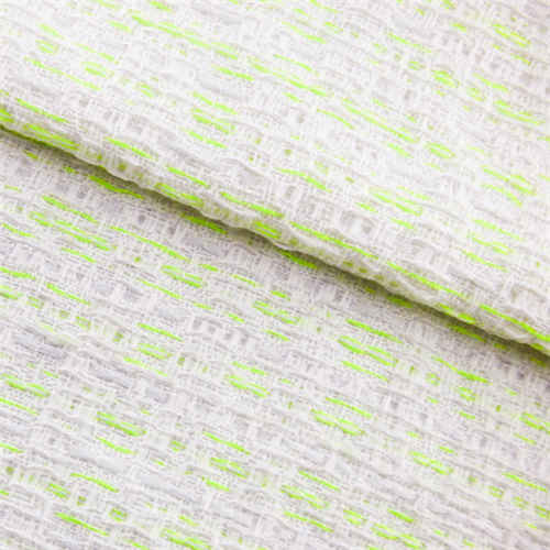 *6 YD PC--White/Neon Yellow Cotton Blend Texture Woven