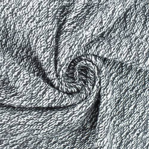 *2 YD PC--Black/White Cotton Texture French Terry Knit