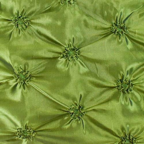 Deep Olive Green Iridescent Floral Embroidered Ruche Taffeta 78622