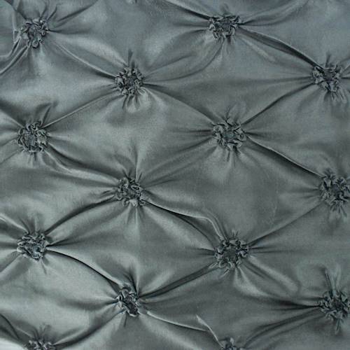 Gunmetal Gray Floral Embroidered Ruche Taffeta 78631