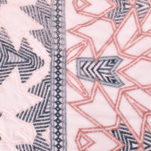 Blush Pink/Multi Tribal Embroidered Chiffon 78367
