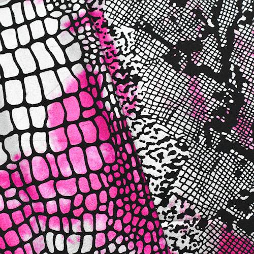 Metallic Fuchsia Pink/Multi Snakeskin Print Jersey Knit 78389