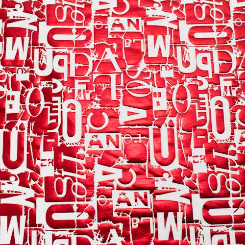 White/Metallic Red Abstract Letter Print Activewear Knit 78501