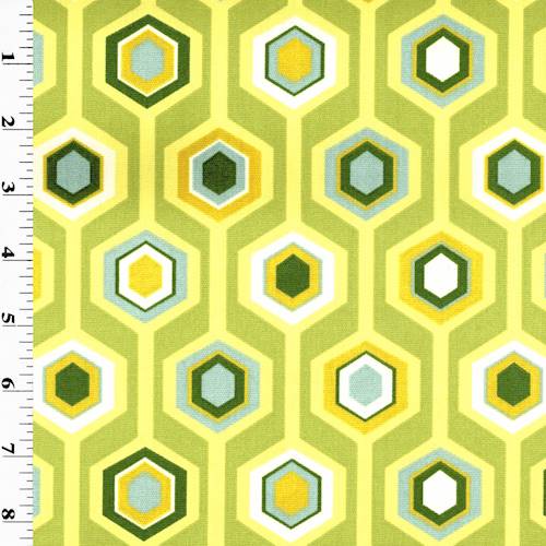 *2 YD PC - Green/Yellow Multi Mill Creek Hexagon Print Canvas DFWX0181-X