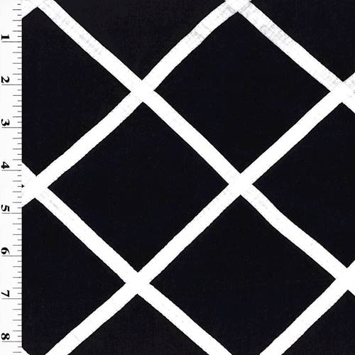 *4 1/2 YD PC- Black/White Trellis Taffeta Drapery Fabric DFWX0233-X