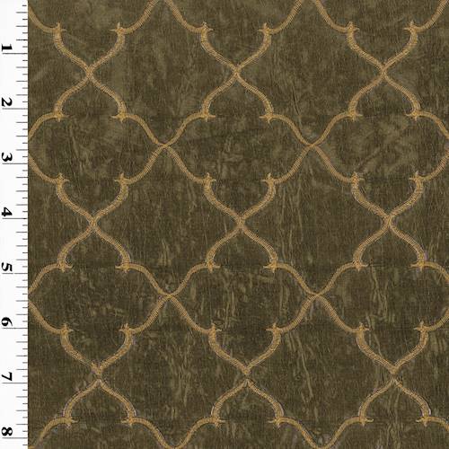 *8 YD PC -Green Embroidered Quatrefoil Taffeta Decorating Fabric DFWX0262-X