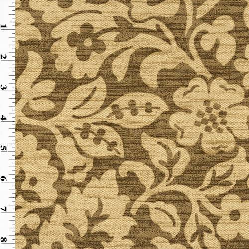 *5 YD PC - Brown/Beige P/Kaufmann Floral Leaf Print Linen Canvas DFWX0296-X