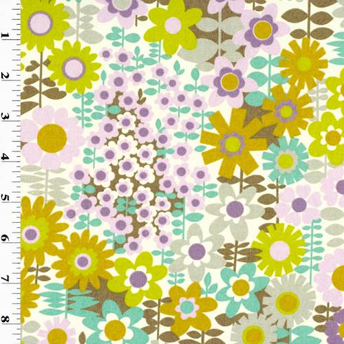 *1 1/2 YD PC - Purple/Multi P/Kaufmann Get Happy Floral Print Canvas DFWX0310-X