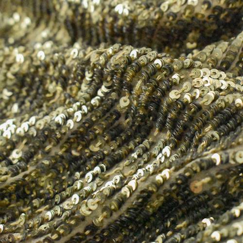 Metallic Taupe Brown Sequin Silk Chiffon 78911