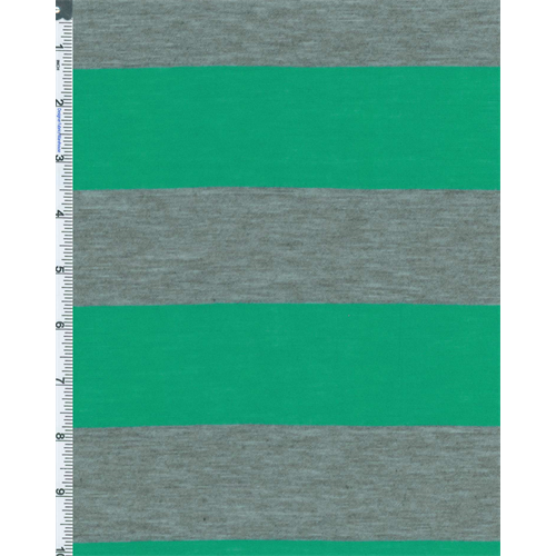 *3 1/8 YD PC--Green/Gray Stripe Jersey Knit