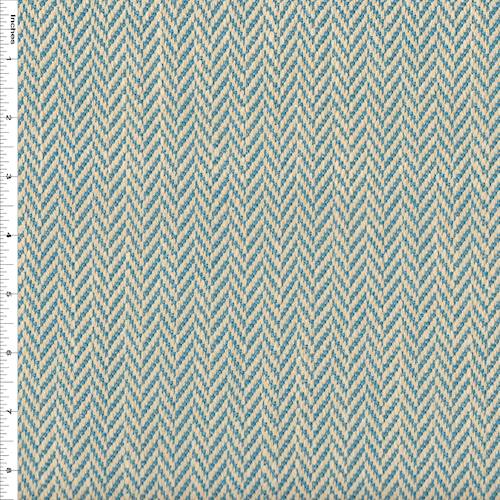 *1 7/8 YD PC- Blue/Cream Herringbone Woven Home Decor Fabric DFWX0408-X