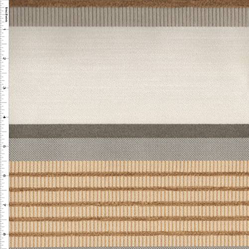 *1 3/4 YD PC-Beige/Mocha Striped Woven Home Decor Fabric DFWX0429-X