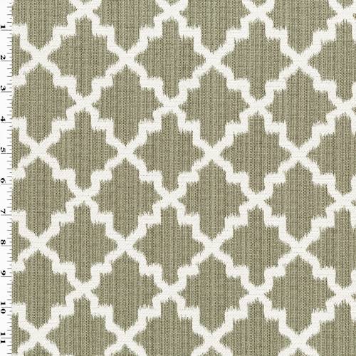 Taupe/Brown/White Ikat Trellis Damask Decorating Fabric DFW55374
