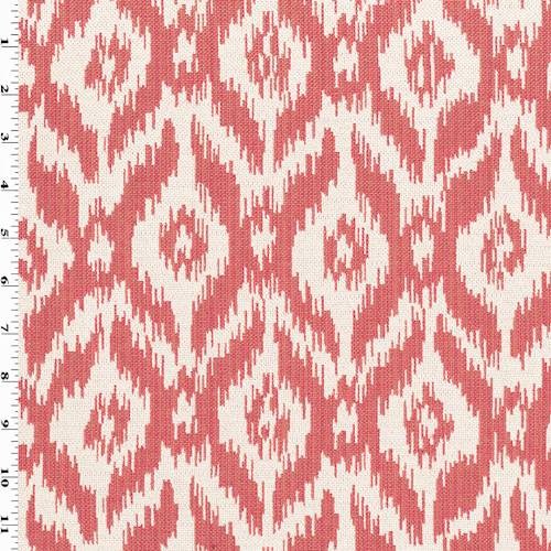 Coral Red/Ivory Abstract Ikat Ogee Damask Decorating Fabric DFW55379