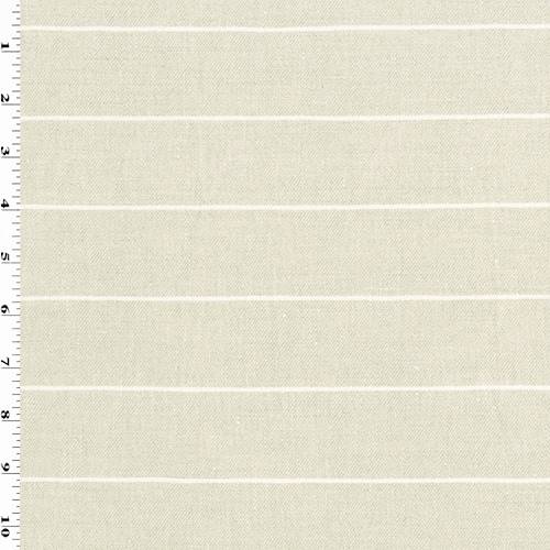 Beige/Off White Linen Blend Stripe Twill Decorating Fabric DFW55400