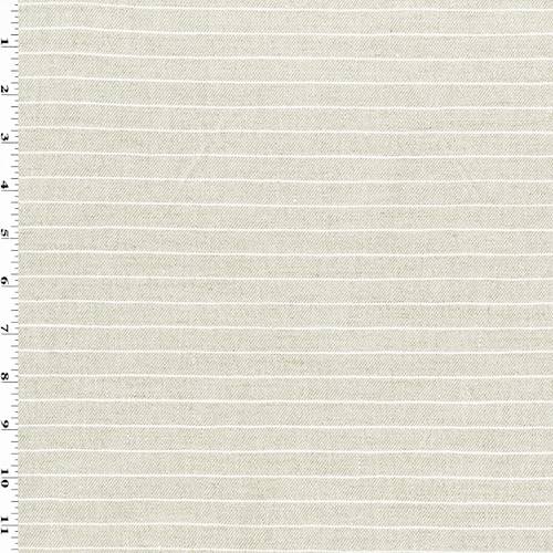 Natural Beige/White Linen Blend Stripe Twill Decor Fabric DFW55401