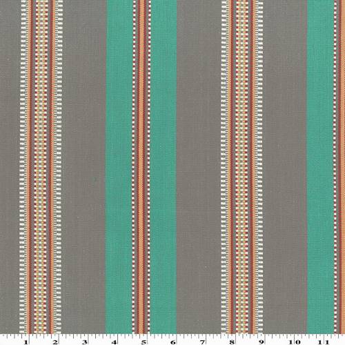 Teal/Gray/Multi Cotton Tribal Stripe Decorating Fabric DFW55418