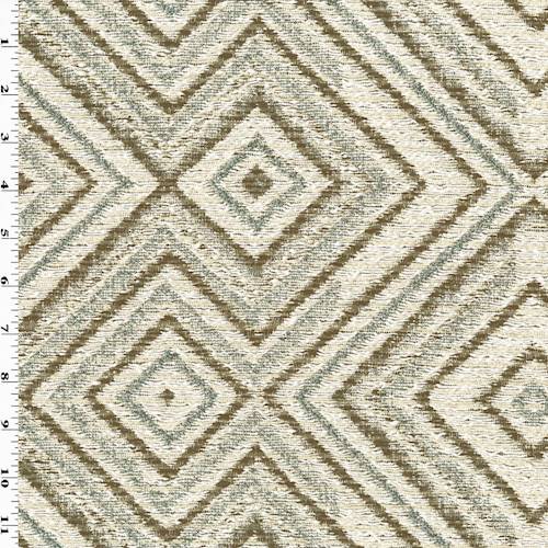 Beige/Rainy Teal/Multi Diamond Jacquard Decorating Fabric DFW55422